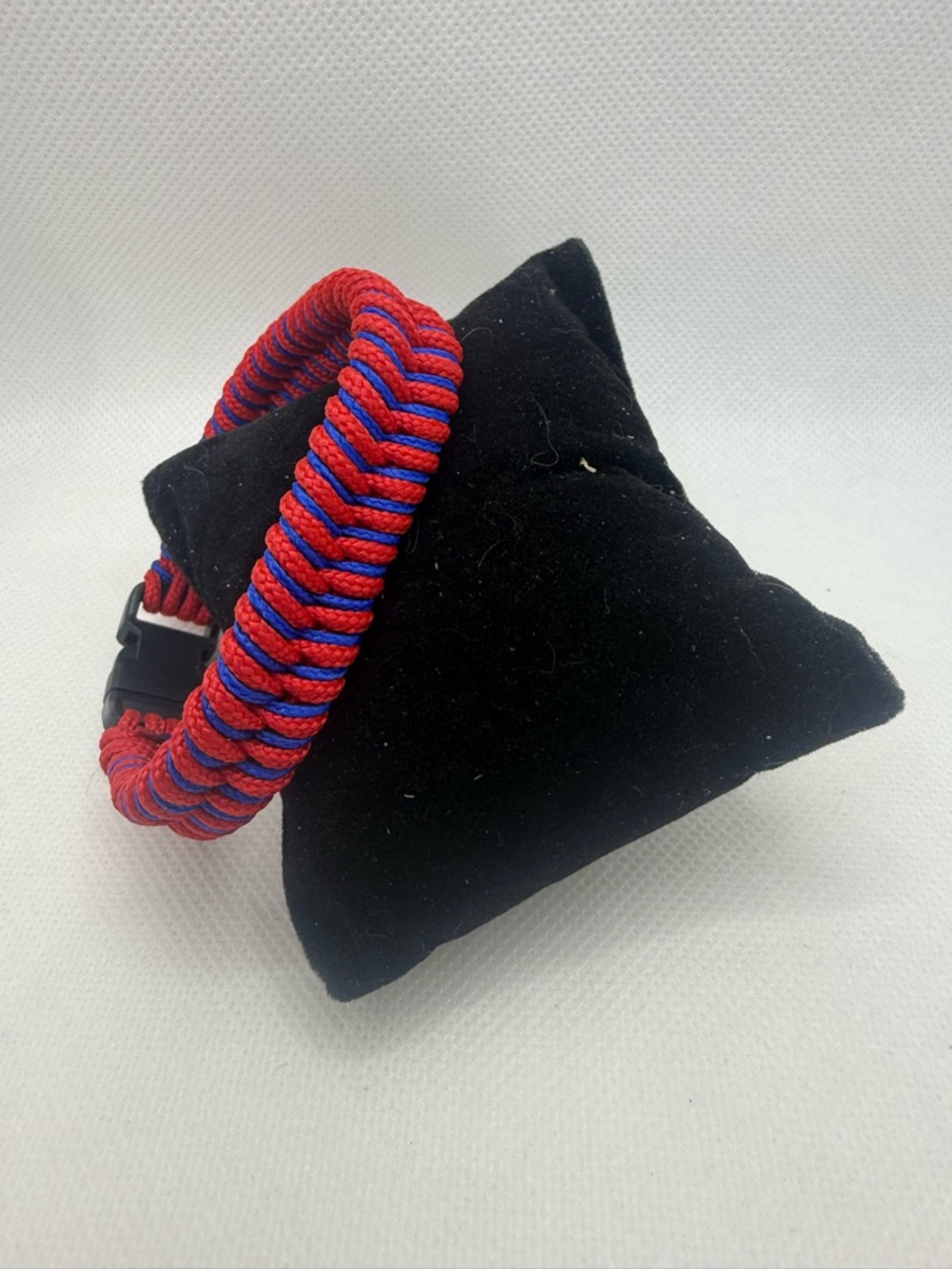 Handmade Red & Blue Paracord Bracelet with Side Release Buckle